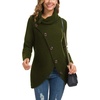 image:imageGRECERELLE Womens Fall Chunky Turtleneck Long Sleeve Asymmetric Hem Loose Knit Pullover Sweaters Tops S2XL06 Army Green