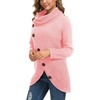 image:imageGRECERELLE Womens Fall Chunky Turtleneck Long Sleeve Asymmetric Hem Loose Knit Pullover Sweaters Tops S2XL08 Pink