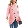 image:imageGRECERELLE Womens Fall Chunky Turtleneck Long Sleeve Asymmetric Hem Loose Knit Pullover Sweaters Tops S2XL08 Pink