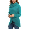 image:imageGRECERELLE Womens Fall Chunky Turtleneck Long Sleeve Asymmetric Hem Loose Knit Pullover Sweaters Tops S2XL09 Aicd Blue