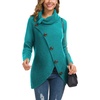 image:imageGRECERELLE Womens Fall Chunky Turtleneck Long Sleeve Asymmetric Hem Loose Knit Pullover Sweaters Tops S2XL09 Aicd Blue