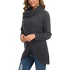 image:imageGRECERELLE Womens Fall Chunky Turtleneck Long Sleeve Asymmetric Hem Loose Knit Pullover Sweaters Tops S2XL10 Dark Gray