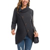 image:imageGRECERELLE Womens Fall Chunky Turtleneck Long Sleeve Asymmetric Hem Loose Knit Pullover Sweaters Tops S2XL10 Dark Gray