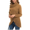 image:imageGRECERELLE Womens Fall Chunky Turtleneck Long Sleeve Asymmetric Hem Loose Knit Pullover Sweaters Tops S2XL11 Light Tan