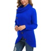 image:imageGRECERELLE Womens Fall Chunky Turtleneck Long Sleeve Asymmetric Hem Loose Knit Pullover Sweaters Tops S2XL12 Royal Blue