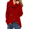 image:imageGRECERELLE Womens Fall Chunky Turtleneck Long Sleeve Asymmetric Hem Loose Knit Pullover Sweaters Tops S2XL13 Red