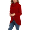image:imageGRECERELLE Womens Fall Chunky Turtleneck Long Sleeve Asymmetric Hem Loose Knit Pullover Sweaters Tops S2XL13 Red
