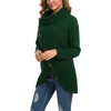 image:imageGRECERELLE Womens Fall Chunky Turtleneck Long Sleeve Asymmetric Hem Loose Knit Pullover Sweaters Tops S2XL14 Dark Green
