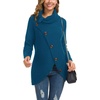 image:imageGRECERELLE Womens Fall Chunky Turtleneck Long Sleeve Asymmetric Hem Loose Knit Pullover Sweaters Tops S2XL15 Blue