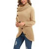 image:imageGRECERELLE Womens Fall Chunky Turtleneck Long Sleeve Asymmetric Hem Loose Knit Pullover Sweaters Tops S2XL16 Beige