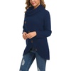 image:imageGRECERELLE Womens Fall Chunky Turtleneck Long Sleeve Asymmetric Hem Loose Knit Pullover Sweaters Tops S2XL17 Navy Blue