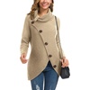 image:imageGRECERELLE Womens Fall Chunky Turtleneck Long Sleeve Asymmetric Hem Loose Knit Pullover Sweaters Tops S2XLAkhaki