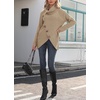 image:imageGRECERELLE Womens Fall Chunky Turtleneck Long Sleeve Asymmetric Hem Loose Knit Pullover Sweaters Tops S2XLAkhaki