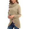 image:imageGRECERELLE Womens Fall Chunky Turtleneck Long Sleeve Asymmetric Hem Loose Knit Pullover Sweaters Tops S2XLAkhaki