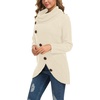 image:imageGRECERELLE Womens Fall Chunky Turtleneck Long Sleeve Asymmetric Hem Loose Knit Pullover Sweaters Tops S2XLApricot
