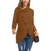 image:imageGRECERELLE Womens Fall Chunky Turtleneck Long Sleeve Asymmetric Hem Loose Knit Pullover Sweaters Tops S2XLCaramel