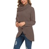 image:imageGRECERELLE Womens Fall Chunky Turtleneck Long Sleeve Asymmetric Hem Loose Knit Pullover Sweaters Tops S2XLCoffee