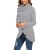 image:imageGRECERELLE Womens Fall Chunky Turtleneck Long Sleeve Asymmetric Hem Loose Knit Pullover Sweaters Tops S2XLGray