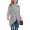 image:imageGRECERELLE Womens Fall Chunky Turtleneck Long Sleeve Asymmetric Hem Loose Knit Pullover Sweaters Tops S2XLGray