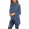 image:imageGRECERELLE Womens Fall Chunky Turtleneck Long Sleeve Asymmetric Hem Loose Knit Pullover Sweaters Tops S2XLIndigo