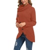 image:imageGRECERELLE Womens Fall Chunky Turtleneck Long Sleeve Asymmetric Hem Loose Knit Pullover Sweaters Tops S2XLOrange Red