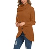 image:imageGRECERELLE Womens Fall Chunky Turtleneck Long Sleeve Asymmetric Hem Loose Knit Pullover Sweaters Tops S2XLPumpkin