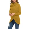 image:imageGRECERELLE Womens Fall Chunky Turtleneck Long Sleeve Asymmetric Hem Loose Knit Pullover Sweaters Tops S2XLYellow