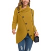 image:imageGRECERELLE Womens Fall Chunky Turtleneck Long Sleeve Asymmetric Hem Loose Knit Pullover Sweaters Tops S2XLYellow