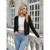 image:imageGRECERELLE Womens Lightweight Cropped Cardigan Sweater Scalloped TrimAblack