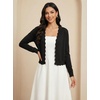 image:imageGRECERELLE Womens Lightweight Cropped Cardigan Sweater Scalloped TrimAblack