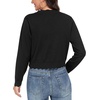 image:imageGRECERELLE Womens Lightweight Cropped Cardigan Sweater Scalloped TrimAblack