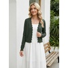 image:imageGRECERELLE Womens Lightweight Cropped Cardigan Sweater Scalloped TrimArmy Green