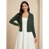 image:imageGRECERELLE Womens Lightweight Cropped Cardigan Sweater Scalloped TrimArmy Green