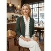 image:imageGRECERELLE Womens Lightweight Cropped Cardigan Sweater Scalloped TrimArmy Green