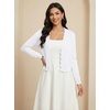 image:imageGRECERELLE Womens Lightweight Cropped Cardigan Sweater Scalloped TrimAwhite