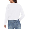 image:imageGRECERELLE Womens Lightweight Cropped Cardigan Sweater Scalloped TrimAwhite