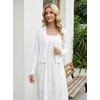 image:imageGRECERELLE Womens Lightweight Cropped Cardigan Sweater Scalloped TrimAwhite