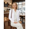 image:imageGRECERELLE Womens Lightweight Cropped Cardigan Sweater Scalloped TrimAwhite