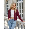 image:imageGRECERELLE Womens Lightweight Cropped Cardigan Sweater Scalloped TrimBurgundy