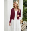 image:imageGRECERELLE Womens Lightweight Cropped Cardigan Sweater Scalloped TrimBurgundy