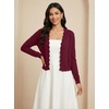 image:imageGRECERELLE Womens Lightweight Cropped Cardigan Sweater Scalloped TrimBurgundy
