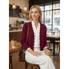 image:imageGRECERELLE Womens Lightweight Cropped Cardigan Sweater Scalloped TrimBurgundy