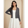image:imageGRECERELLE Womens Lightweight Cropped Cardigan Sweater Scalloped TrimCharcoal