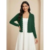 image:imageGRECERELLE Womens Lightweight Cropped Cardigan Sweater Scalloped TrimDark Green