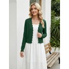 image:imageGRECERELLE Womens Lightweight Cropped Cardigan Sweater Scalloped TrimDark Green