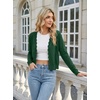 image:imageGRECERELLE Womens Lightweight Cropped Cardigan Sweater Scalloped TrimDark Green