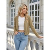 image:imageGRECERELLE Womens Lightweight Cropped Cardigan Sweater Scalloped TrimKhaki