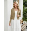 image:imageGRECERELLE Womens Lightweight Cropped Cardigan Sweater Scalloped TrimKhaki