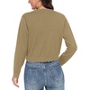 image:imageGRECERELLE Womens Lightweight Cropped Cardigan Sweater Scalloped TrimKhaki