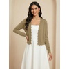 image:imageGRECERELLE Womens Lightweight Cropped Cardigan Sweater Scalloped TrimKhaki